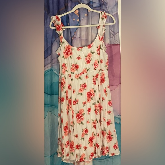 Torrid white/pink-floral off-shoulder dress - Picture 2 of 2